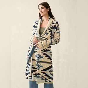 Faherty B.YELLOWTAIL Paloma Duster Cardigan XS Cotton Jacquard Southwestern